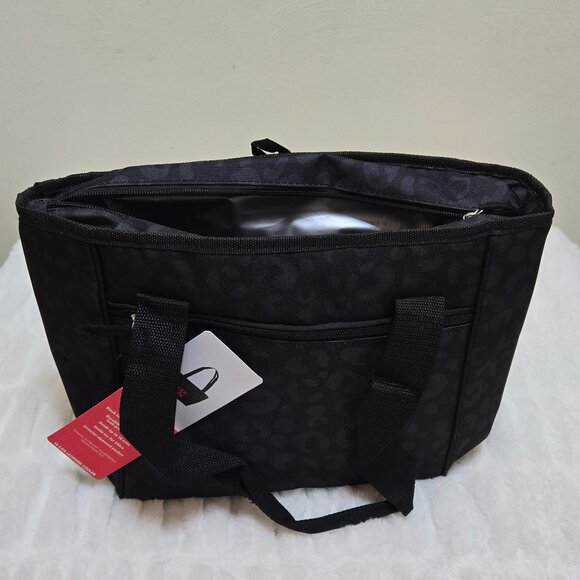 Insulated Leopard Black Bag Cooler Tote Holds (16) 12 Ounce Cans (NWT) Brand New - Picture 3 of 7